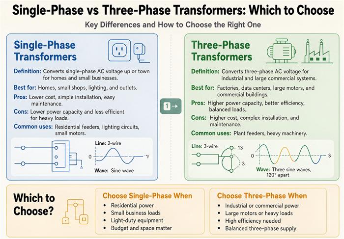 Single-Phase vs Three-Phase Transformers
